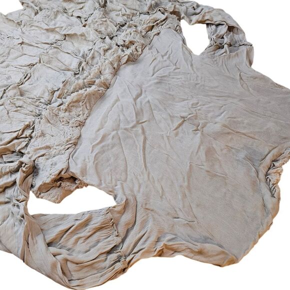 Summer of Love Beige Tiered Long Sleeve Bohemian  Neutral Mini Dress - Picture 10 of 13